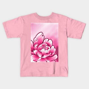 hot pink peony flower closeup Kids T-Shirt